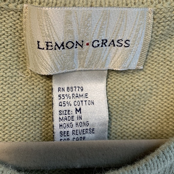 Lemon Grass Cotten blend embroidered sleeveless top. Sage green and white. Med - Picture 6 of 8